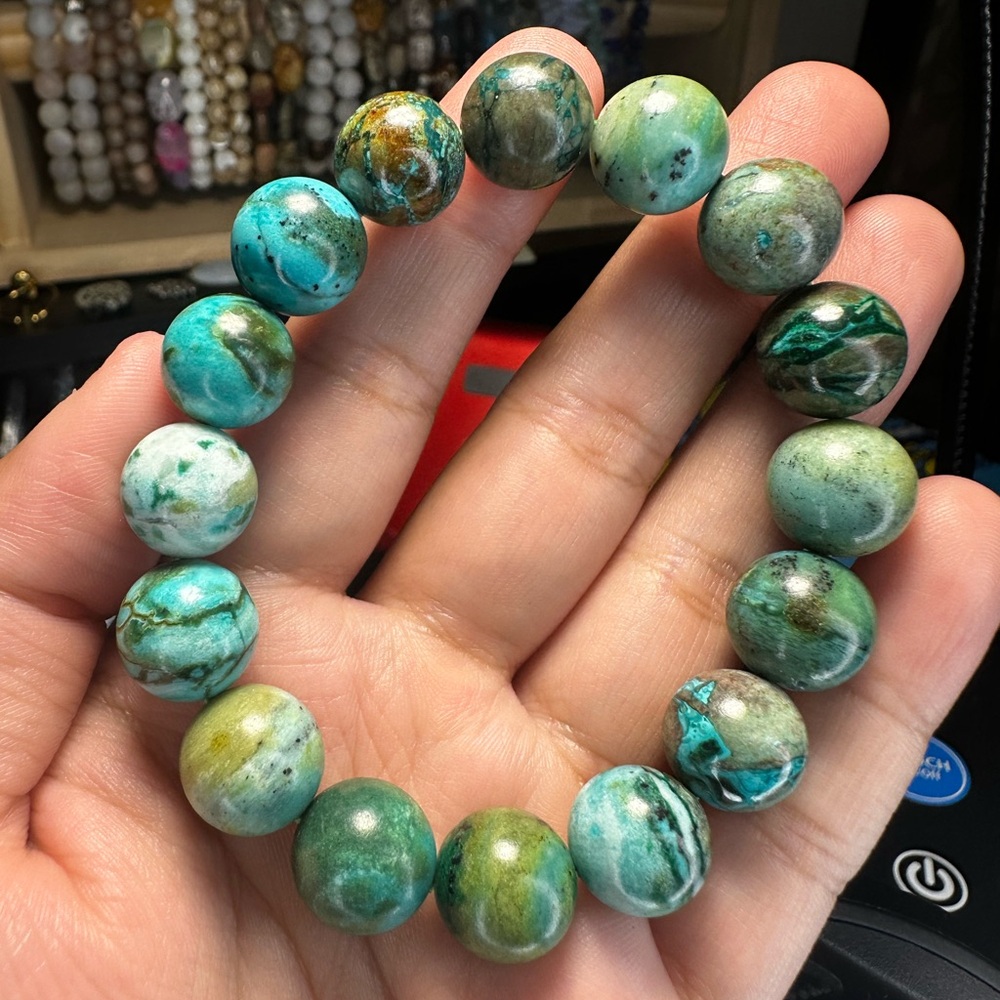 12mm high quality chrysocolla bracelet